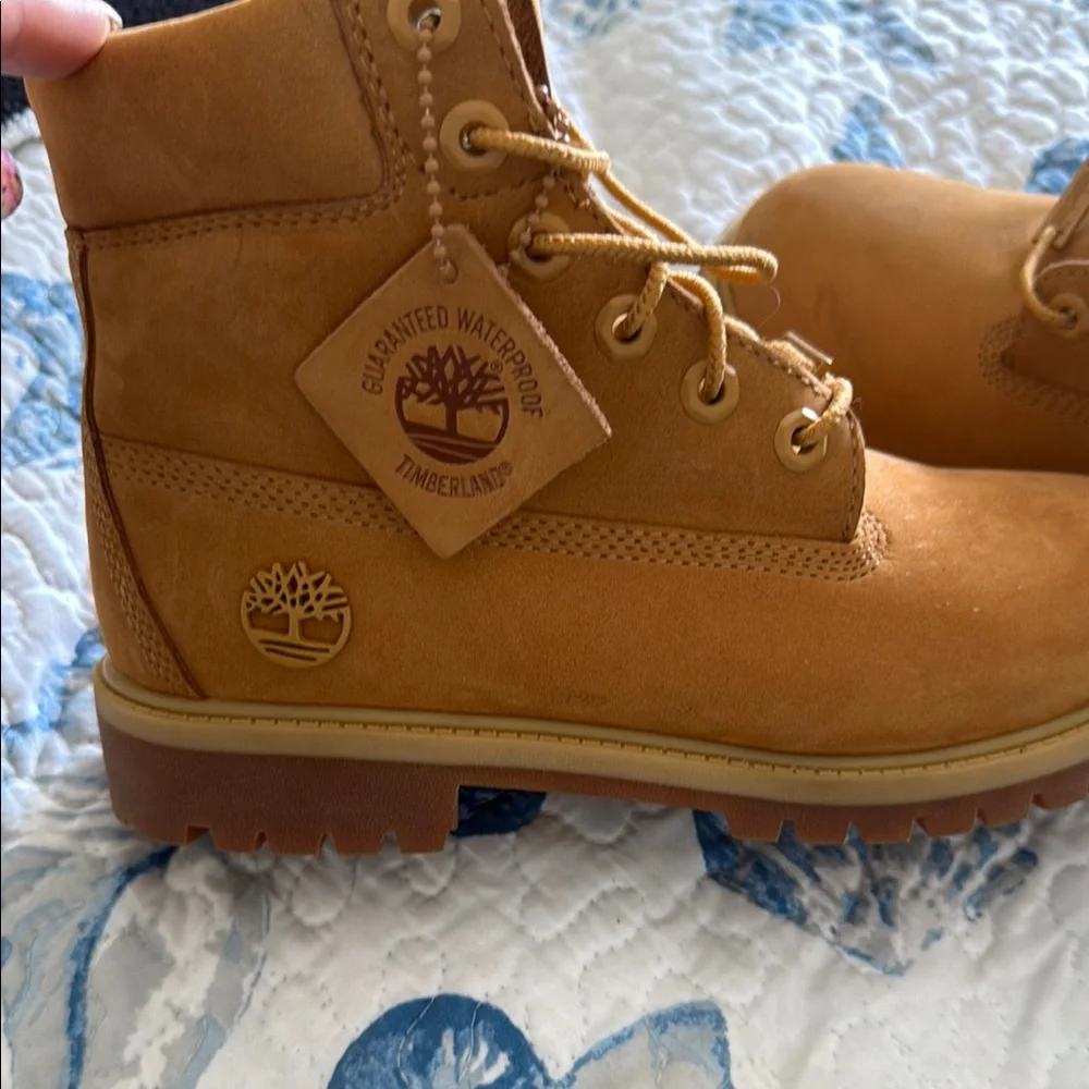 Timberland Tan Leather Boots 🥾 5.5 SZ UNIEX - Picture 3 of 10